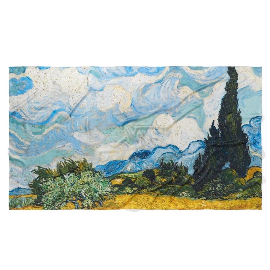 Clothing & Accessories The Metropolitan Museum of Art  | Van Gogh Wheat Field With Cypresses Oversize Oblong Silk Scarf